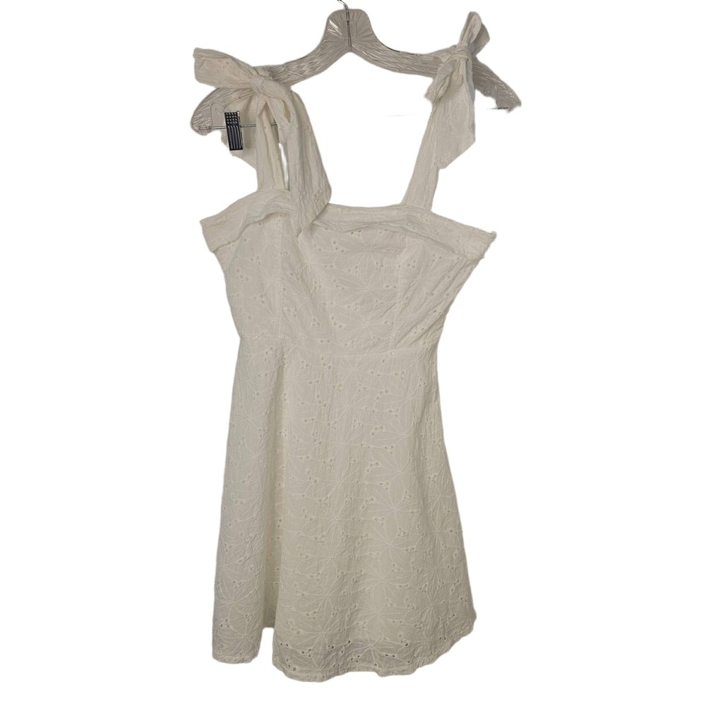 3 X 25 Lulus Dress Womens S White Aline Mini Eyelet Bow Embroidered Sleeveless - Picture 4 of 12